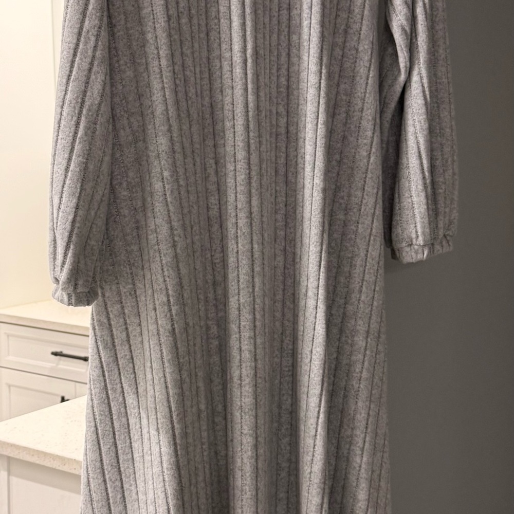 Cozy Ribbed Long Sleeve Grey Dress